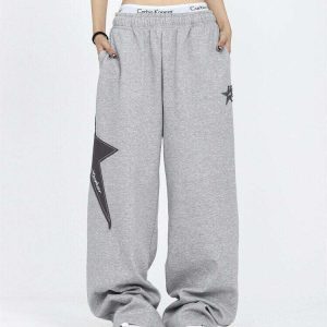 Y2K Star Jogger Sweatpants - Retro 90s Grunge, Summer Y2K Outfits, Pastel