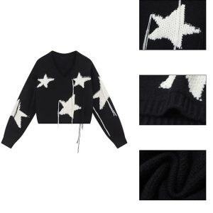 Y2K Star Print Cropped Sweater - Retro 90s Grunge, Summer Outfits, and Pastel Goth