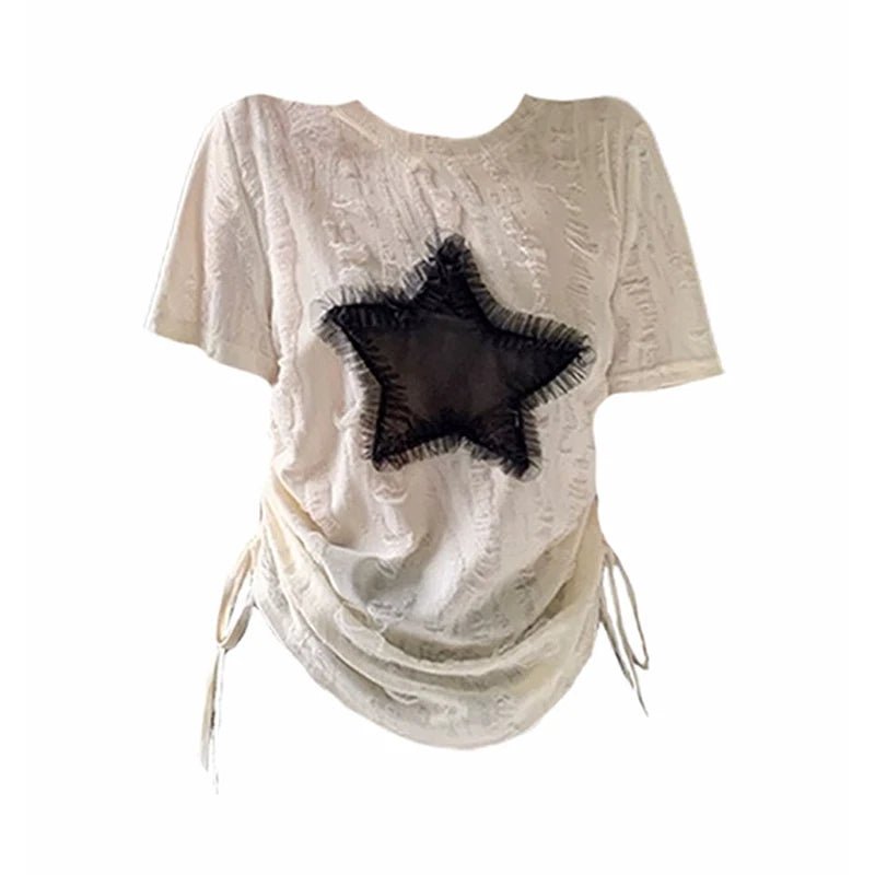 Y2K Star Print Harajuku T-Shirt - 90s Grunge, Retro, Summer, and Party Outfits