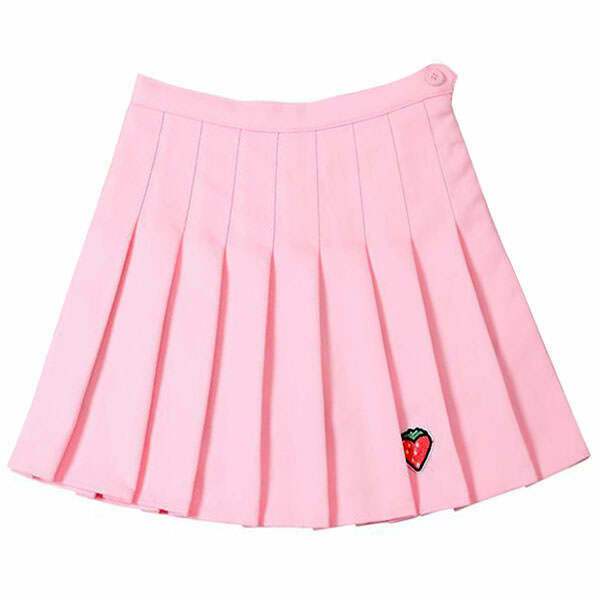 Y2K Strawberry Mini Skirt - 90s Grunge, Retro Summer, Pastel Goth, Y2K Party