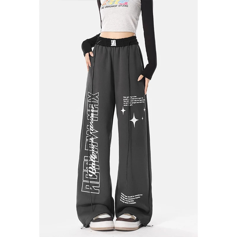 Y2K Streetwear Black Wide Leg Pants - Women's 2024 New Fashion Harajuku Boyfriend Trouser