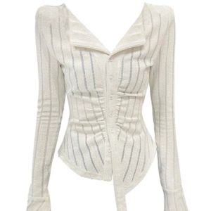 Y2K Striped Bodycon Cardigan Top - 90s Grunge, Retro Summer, Pastel Goth, Hip