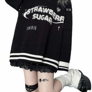 Y2K Striped Grunge Hoodie - Retro 90s Fashion, Y2K Summer Outfits, and Gothic Y