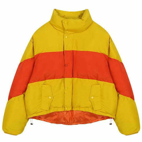 Y2K Striped Padded Jacket - Retro 90s Grunge, Summer Y2K Outfits, Pastel