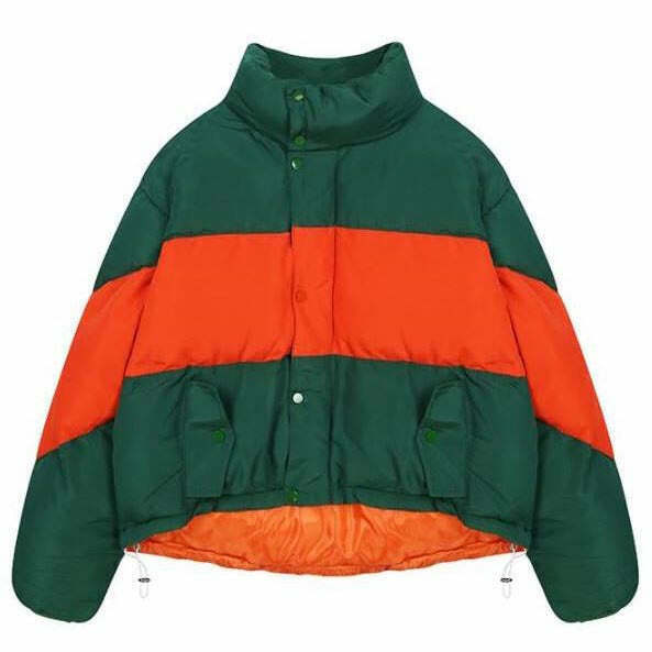 Y2K Striped Padded Jacket - Retro 90s Grunge, Summer Y2K Outfits, Pastel