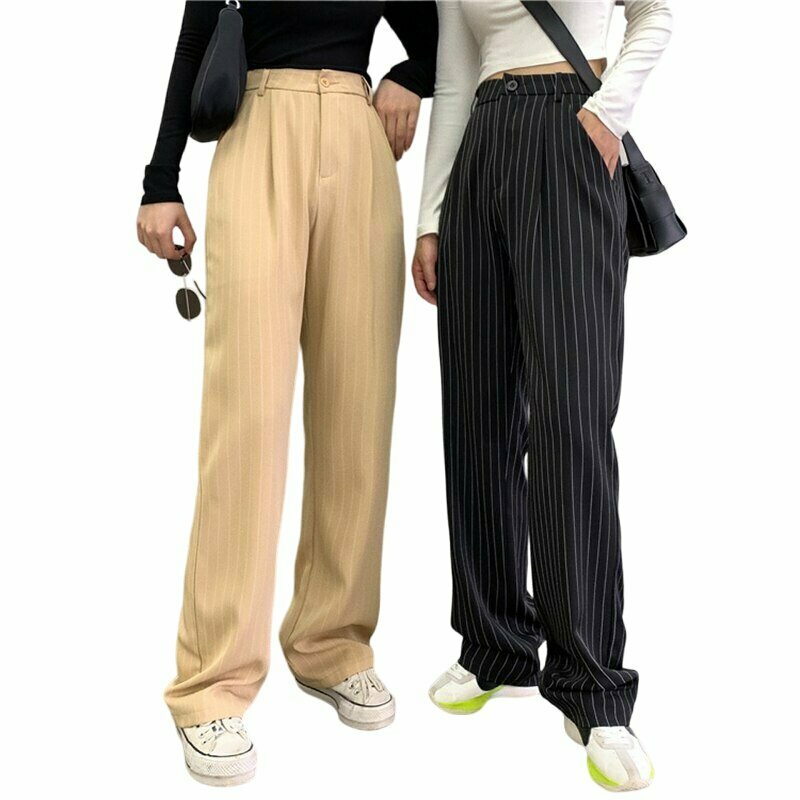 Y2K Striped Wide-Leg Pants - Retro 90s Grunge Summer Outfit, Y2K Fashion Essentials