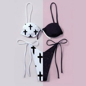 Y2K Style Bikini - Retro 90s Summer Outfit, Grunge, Pastel Goth, and Popstar Vibes