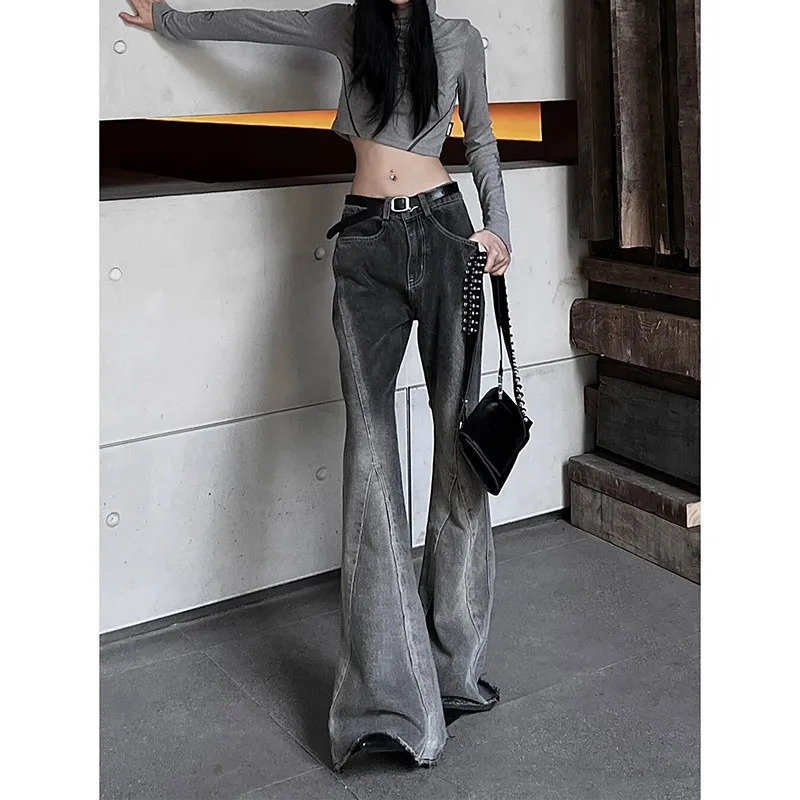 Y2K Style Black High Waist Wide Leg Jeans - American Street Fashion Vintage 2024