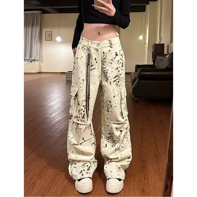 Y2K Style Leopard Print High Waist Jeans - Women's Streetwear Fashion