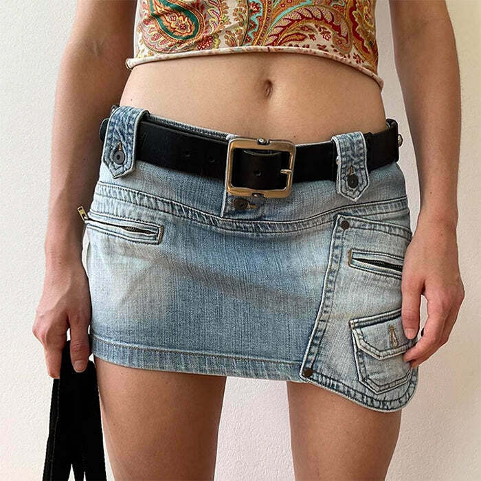 Y2K Style Mini Skirt - Retro 90s Grunge Summer Outfit, Perfect for Y2K Parties & Club