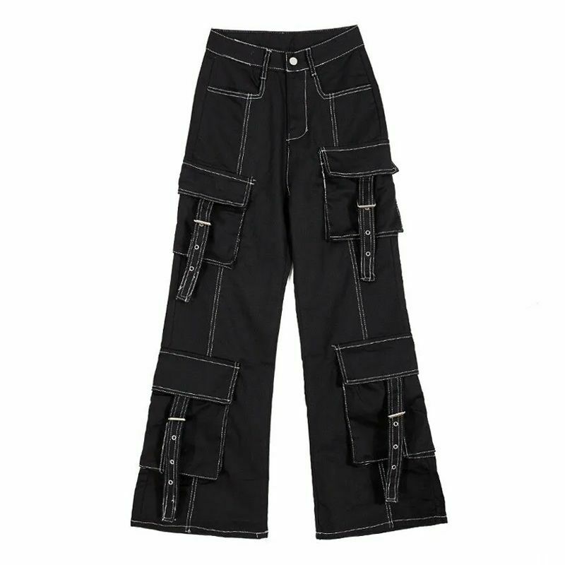 Y2K Style Multi Pocket Jeans - Retro 90s Grunge, Summer Outfits, Hip Hop Fashion