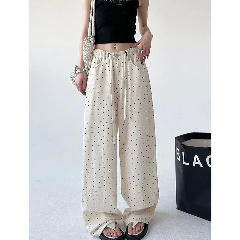 Y2K Summer High Waist Floral Drawstring Wide Leg Pants