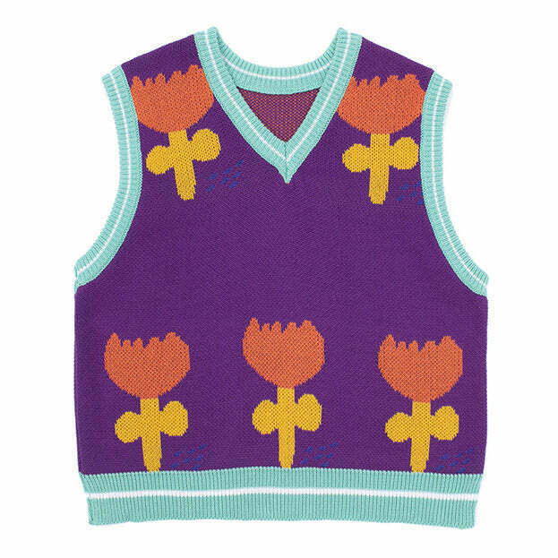 Y2K Summer Knit Vest - Retro 90s Grunge, Baby Tees, Pastel Goth, Y2K