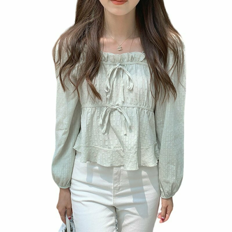 Y2K Summer Linen Cotton White Blouse - Retro 90s Fashion, Grunge, Pastel Goth, Y2