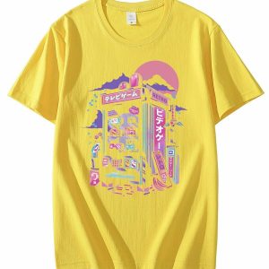 Y2K Summer Outfits: Vaporwave Retro Gaming T-Shirts - 90s Grunge, Pastel Goth, Hip