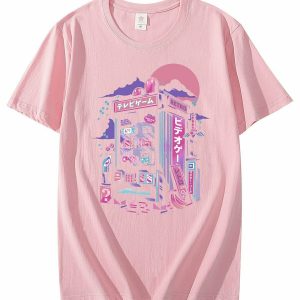 Y2K Summer Outfits: Vaporwave Retro Gaming T-Shirts - 90s Grunge, Pastel Goth, Hip