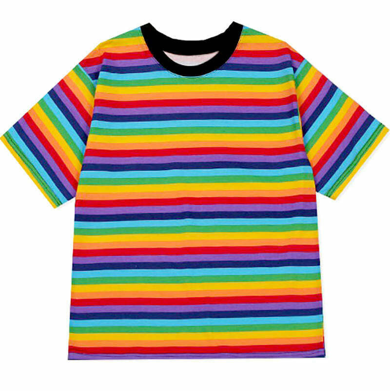 Y2K Summer Rainbow Tee - 90s Grunge, Retro, Pastel Goth, Hip Hop, Popstar