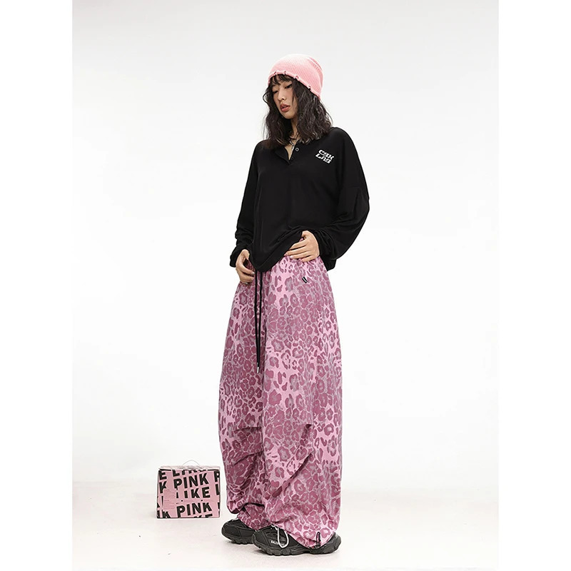 Y2K Summer Street Hip Hop Embroidery Tie Dye High Waist Wide Leg Pants