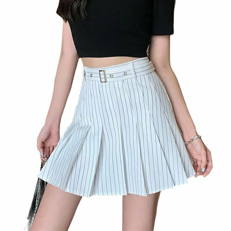 Y2K Summer Striped Preppy Pleated Skirt - 90s Fashion, Grunge, Retro, Y2