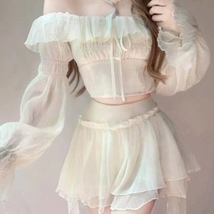 Y2K Summer Two-Piece Skirt Set - Retro 90s Fashion, Grunge, Pastel Goth, Y