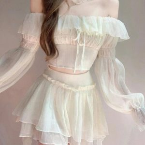 Y2K Summer Two-Piece Skirt Set - Retro 90s Fashion, Grunge, Pastel Goth, Y