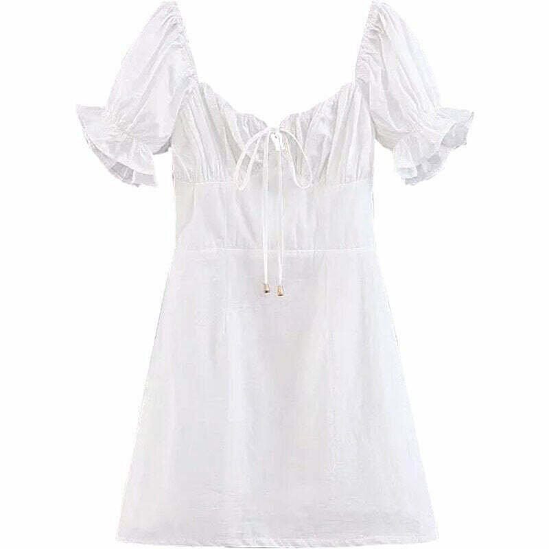 Y2K Summer White Dress - Vintage 90s Fashion, Grunge, Retro, Y2K Party Outfit