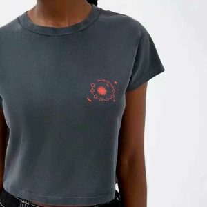 Y2K Sun and Moon Crop Top - 90s Grunge, Retro, Pastel Goth, Summer Y2K