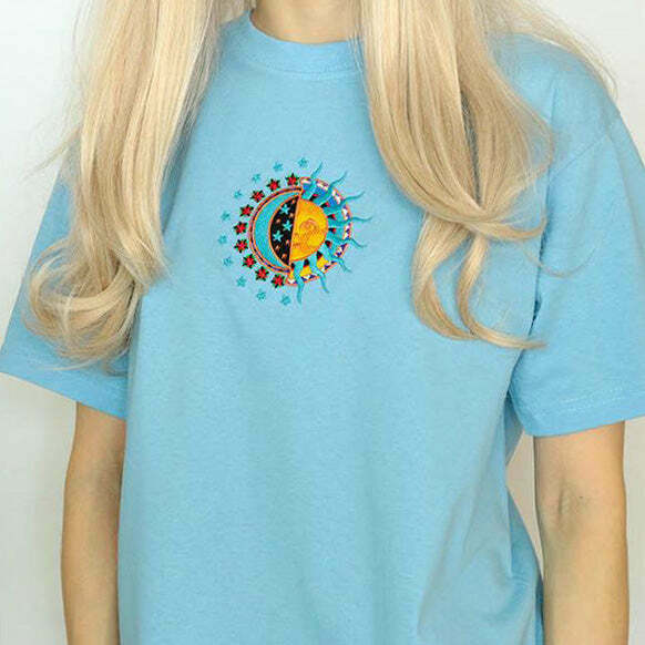 Y2K Sun & Moon T-Shirt - Retro 90s Grunge, Summer Outfits, Pastel Goth, Hip