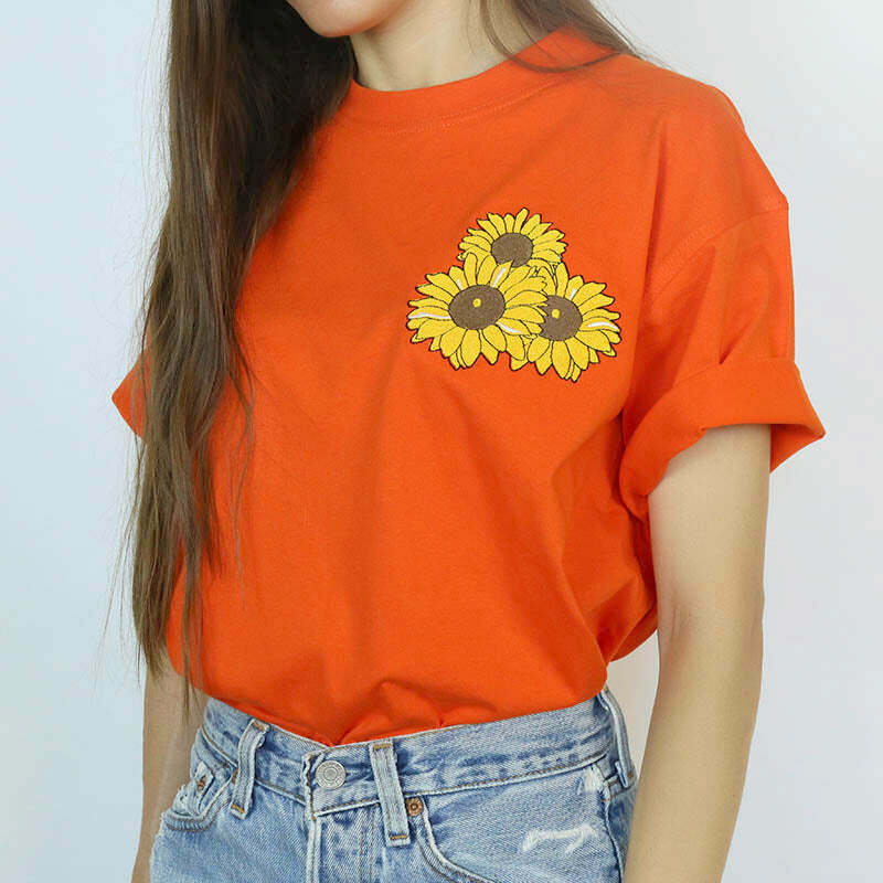 Y2K Sunflower T-Shirt - Retro 90s Grunge Summer Outfit, Baby Tee, Y2K Fashion Top