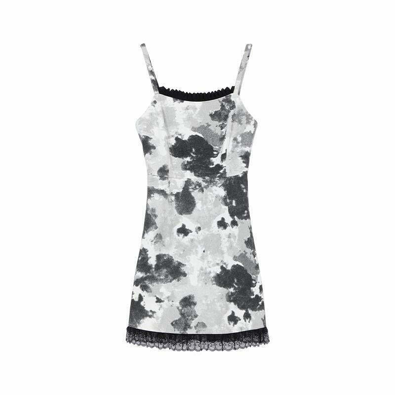 Y2K Tie Dye Aesthetic Dress - Retro 90s Grunge Summer Outfit, Pastel Goth, Y2K