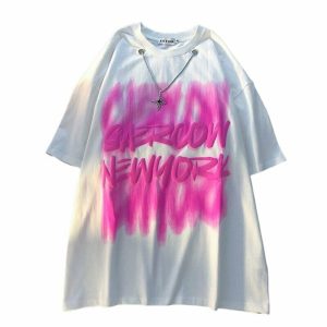 Y2K Tie-Dye Graffiti Hip-Hop T-Shirt - Retro 90s Grunge Summer Outfit for Women