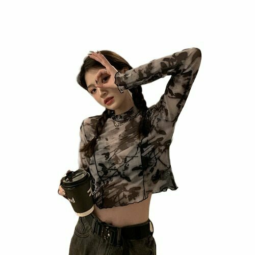 Y2K Tie Dye Mesh Crop Top - Retro 90s Grunge, Summer Party, and Club Outfits