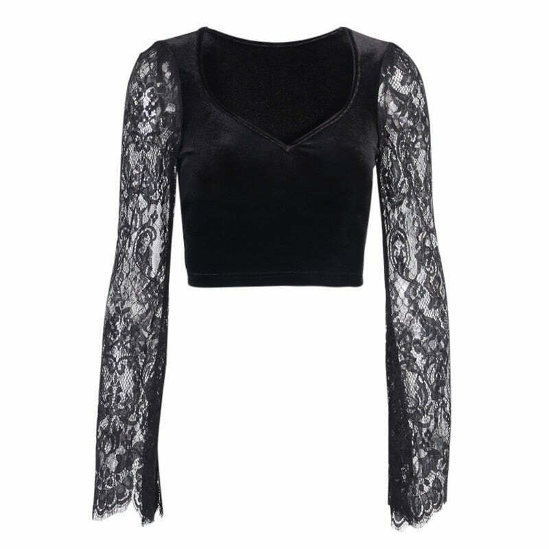 Y2K Velvet Crop Top - Retro 90s Grunge, Summer Party, Club & Popstar Outfits