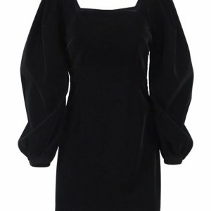 Y2K Velvet Puff Sleeve Dress - Retro 90s Grunge, Summer Party, Club & Popstar Outfits