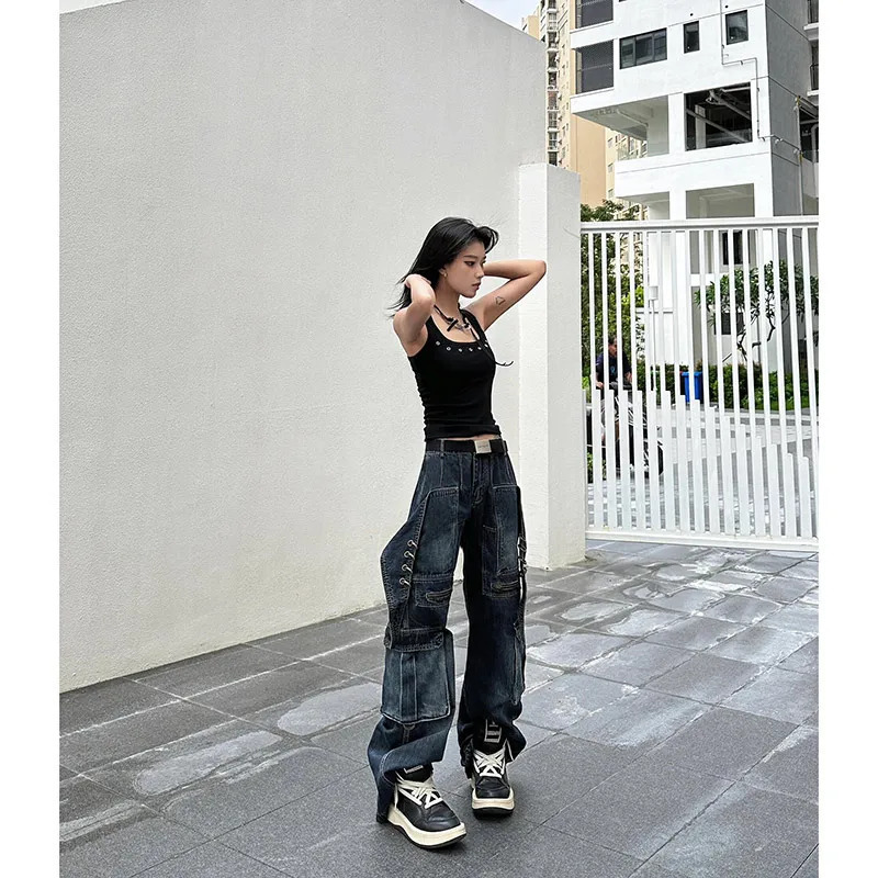 Y2K Vintage Baggy Cargo Jeans - High Waist Harajuku Denim Trousers