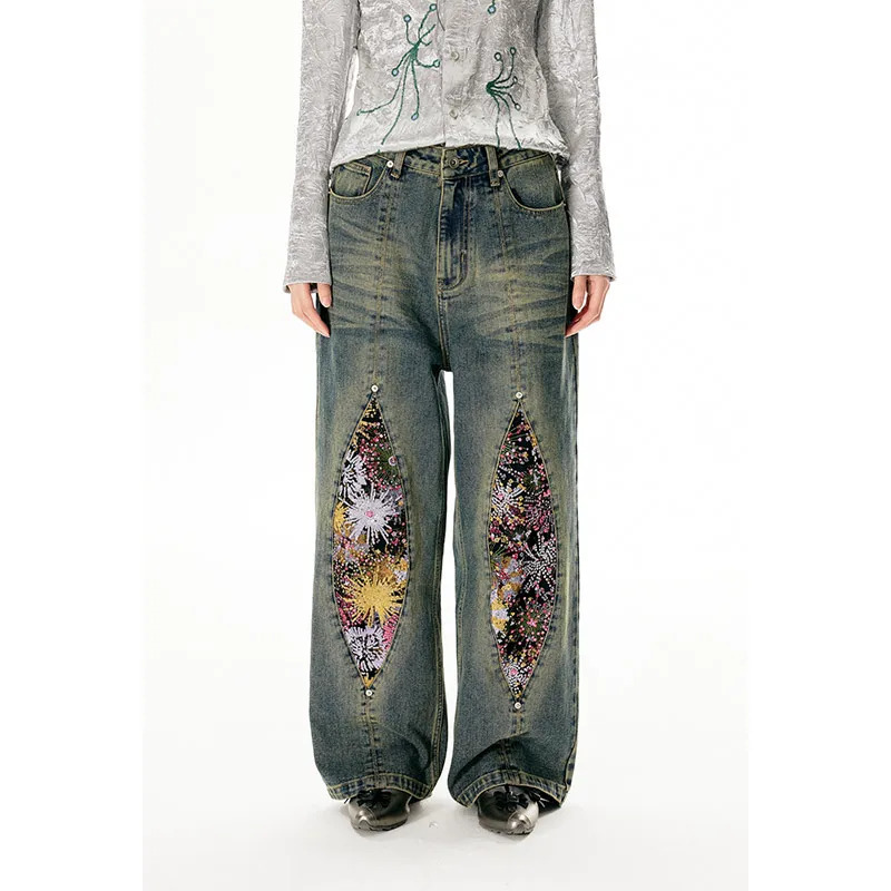 Y2K Vintage Baggy Jeans: Oversize High Waist Denim Trousers with 90s Grunge Aesthetic