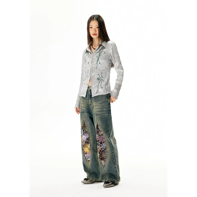 Y2K Vintage Baggy Jeans: Oversize High Waist Denim Trousers with 90s Grunge Aesthetic