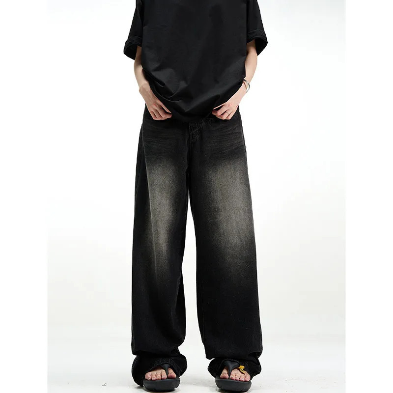 Y2K Vintage Black Baggy Jeans - Harajuku Loose Denim Trousers for Women - Oversize Cowboy Pants