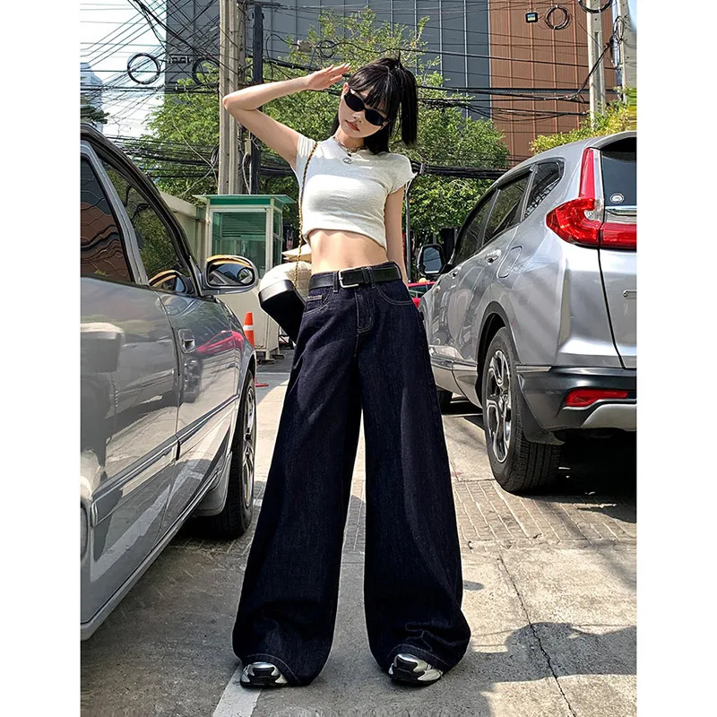 Y2K Vintage Blue Baggy Jeans - Harajuku Loose Denim Trousers for Women - Oversize Cowboy Pants