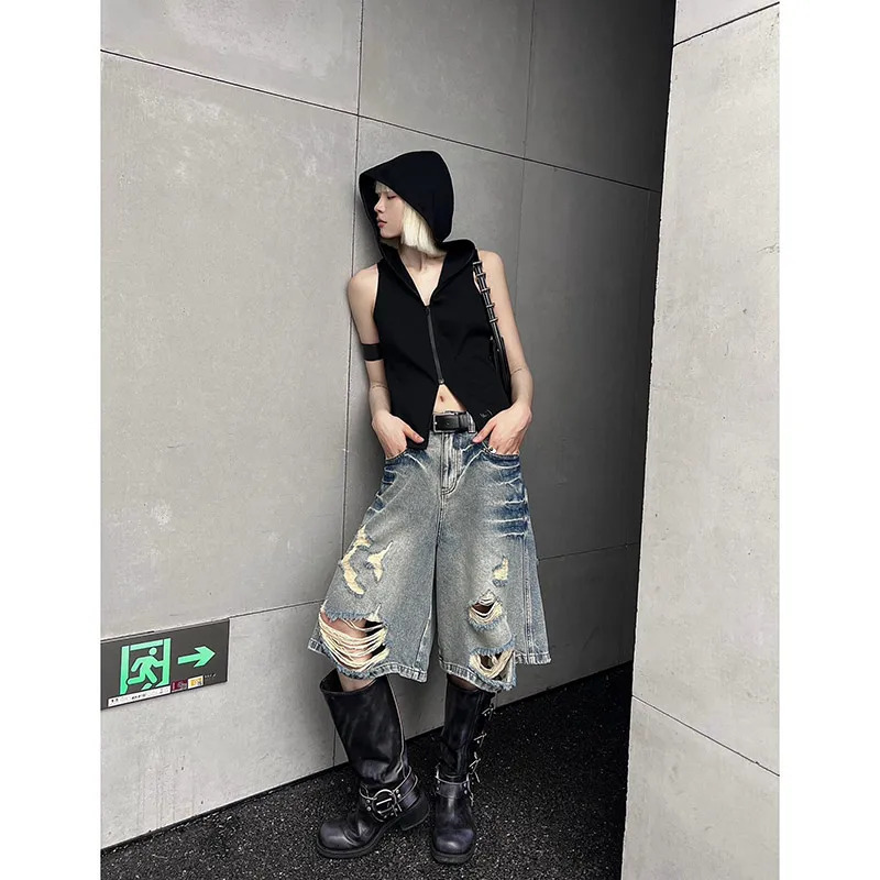 Y2K Vintage Blue Denim High Waist Shorts - Street Style Summer Fashion