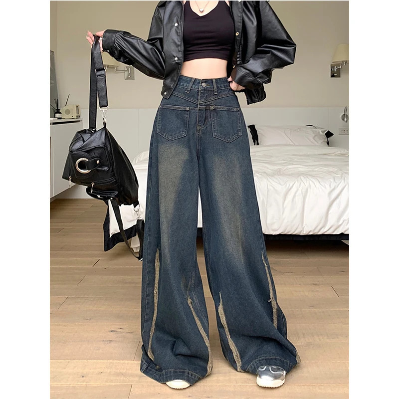 Y2K Vintage Blue Denim Jeans - High Street Fashion for Women