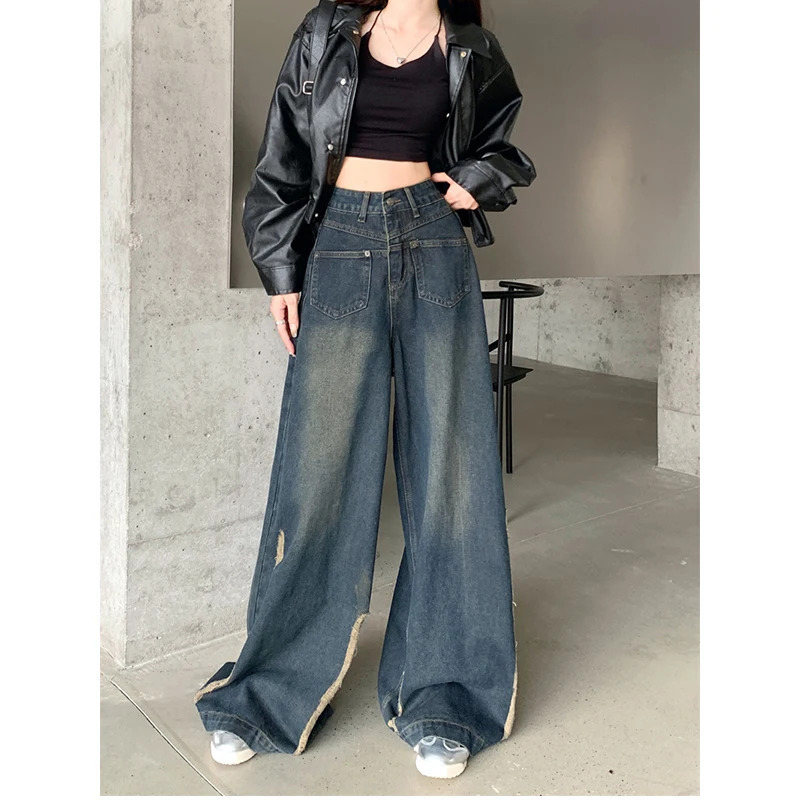 Y2K Vintage Blue Denim Jeans - High Street Fashion for Women