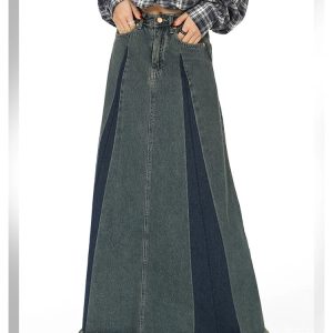 Y2K Vintage Blue Denim Mermaid Skirt - High Waist Casual Korean Mid-Length Bottoms