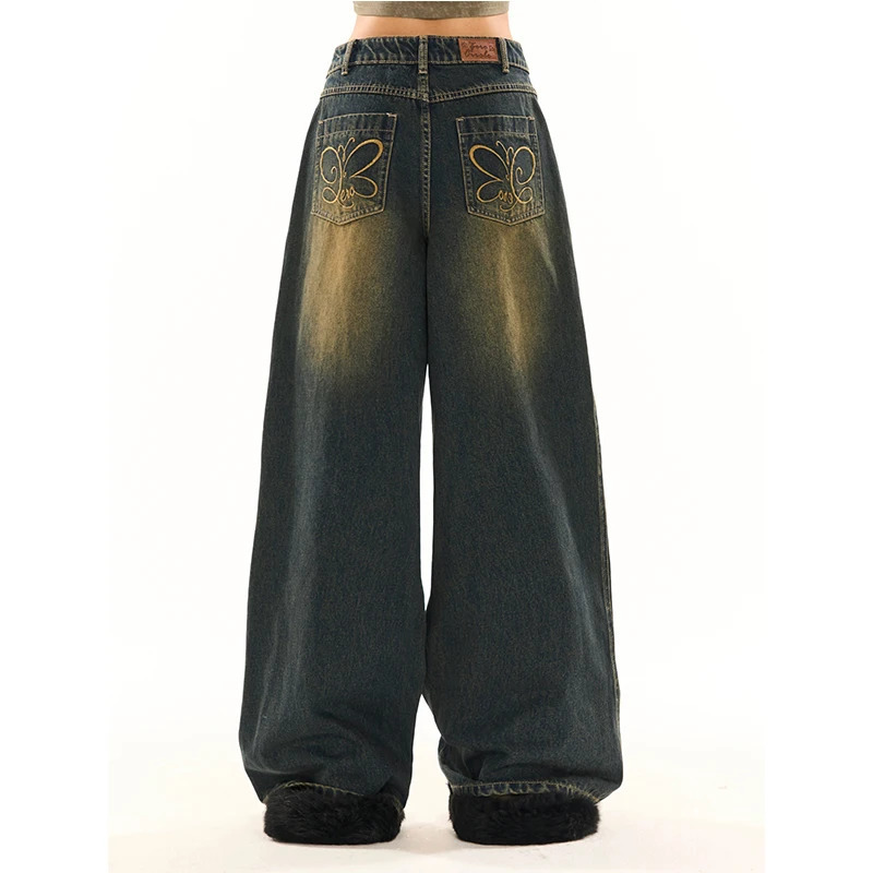 Y2K Vintage Blue Denim Pants - High Street Women's Fashion