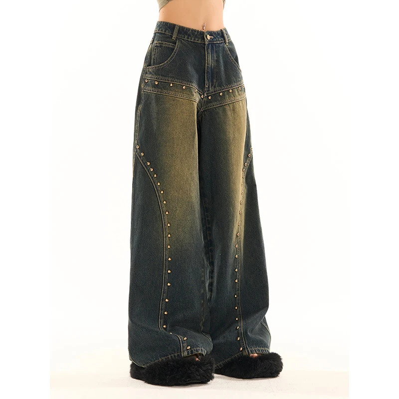 Y2K Vintage Blue Denim Pants - High Street Women's Fashion