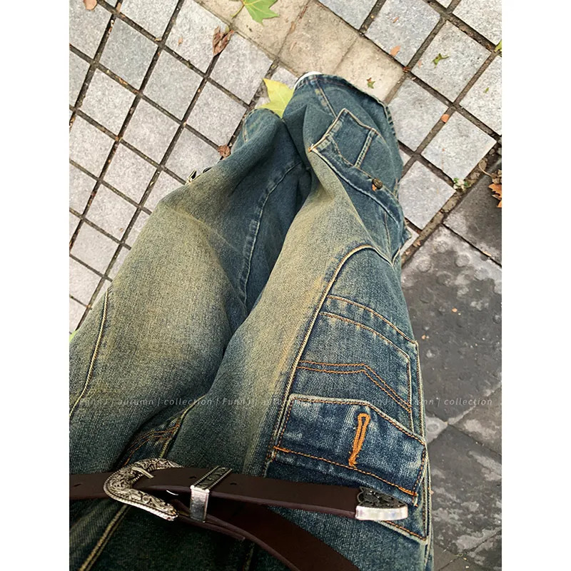 Y2K Vintage Blue High Waist Baggy Jeans - Streetwear Denim Pants