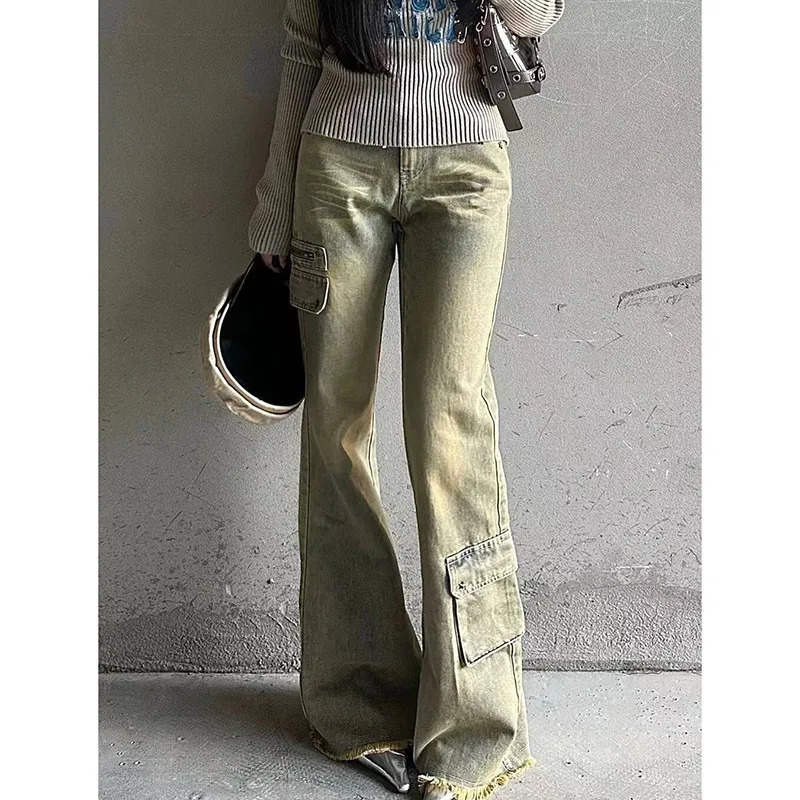 Y2K Vintage Blue Jeans - High Quality American Wide Leg Pants for Women - Chic Design - Hip Hop Style - 202