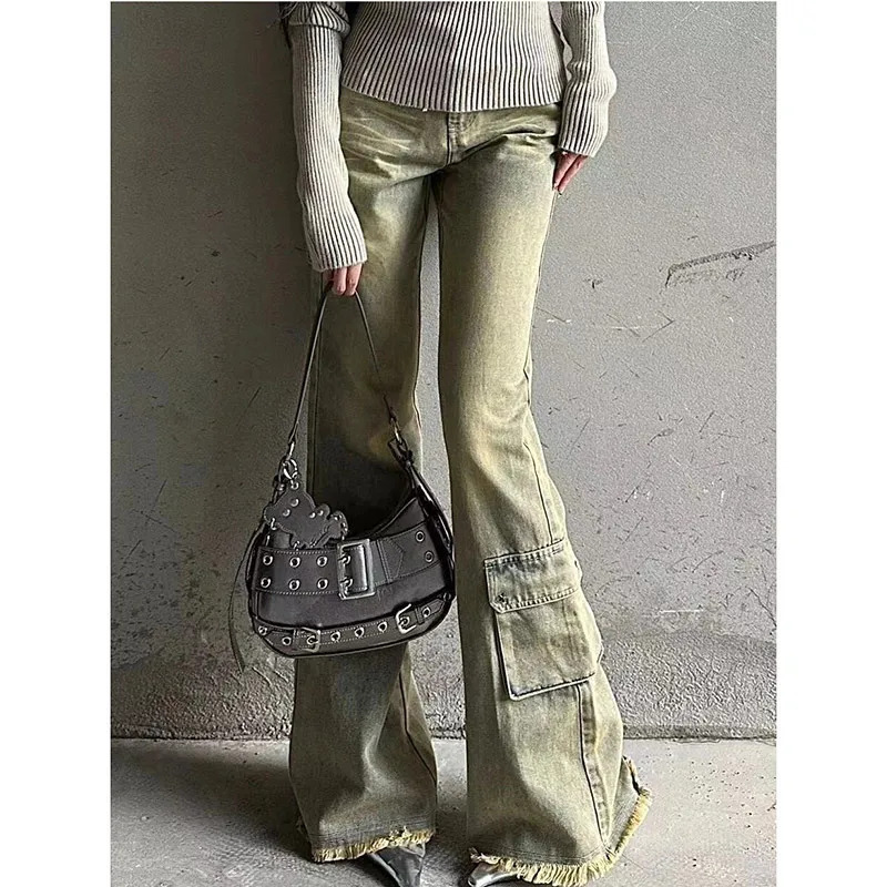 Y2K Vintage Blue Jeans - High Quality American Wide Leg Pants for Women - Chic Design - Hip Hop Style - 202