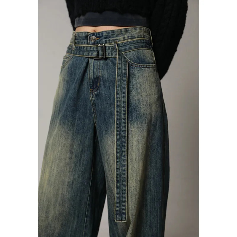 Y2k Vintage Blue Jeans - High Waist Denim Trousers for Women - Streetwear 90s Aesthetic -