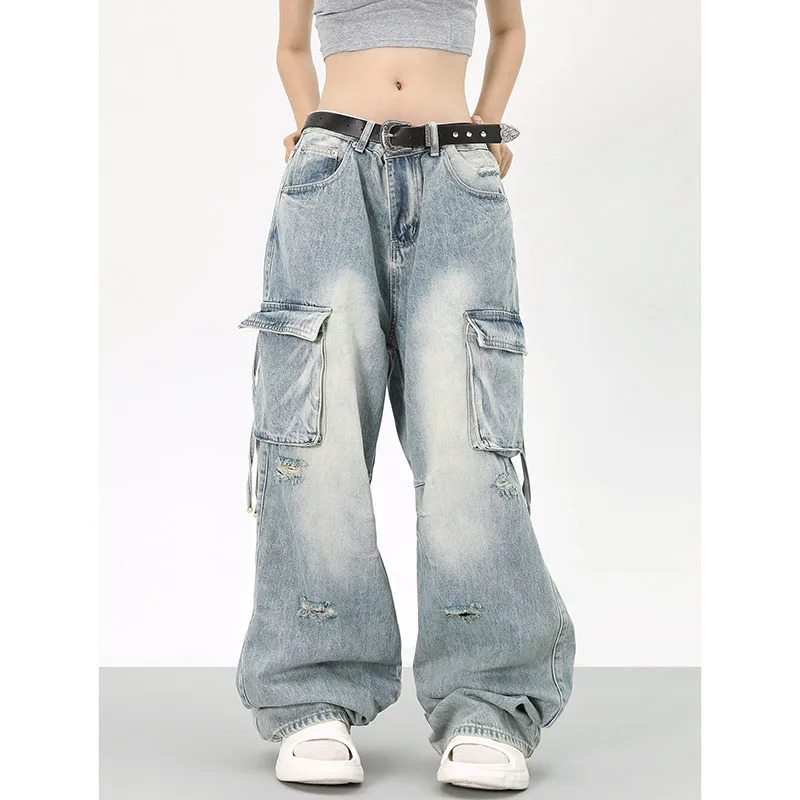 Y2K Vintage Blue Jeans: American Chic Streetwear for Women